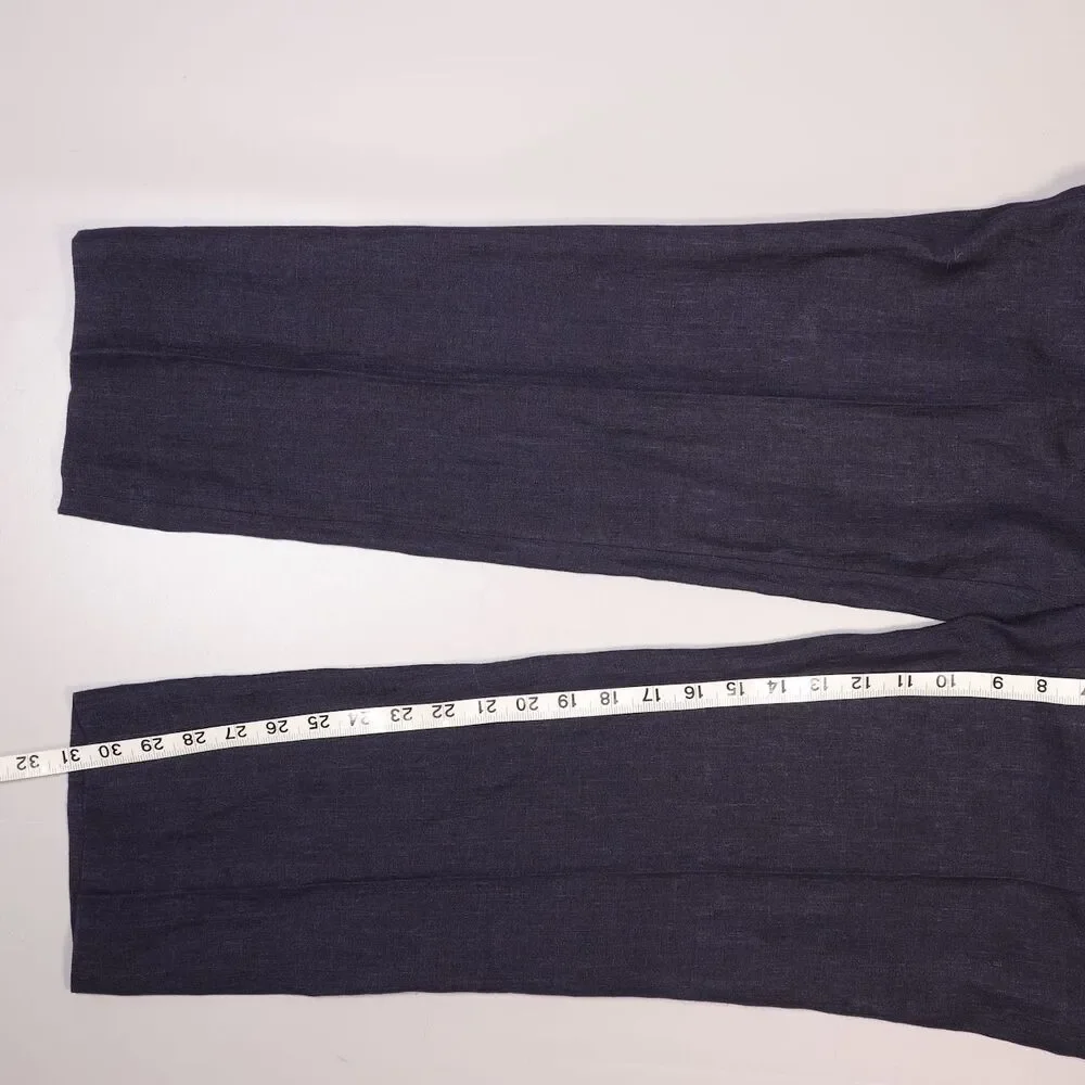 Brooks Brothers Slim Fit Flat Front Linen Pants Blue Mens 36x34 (fit 38x31)